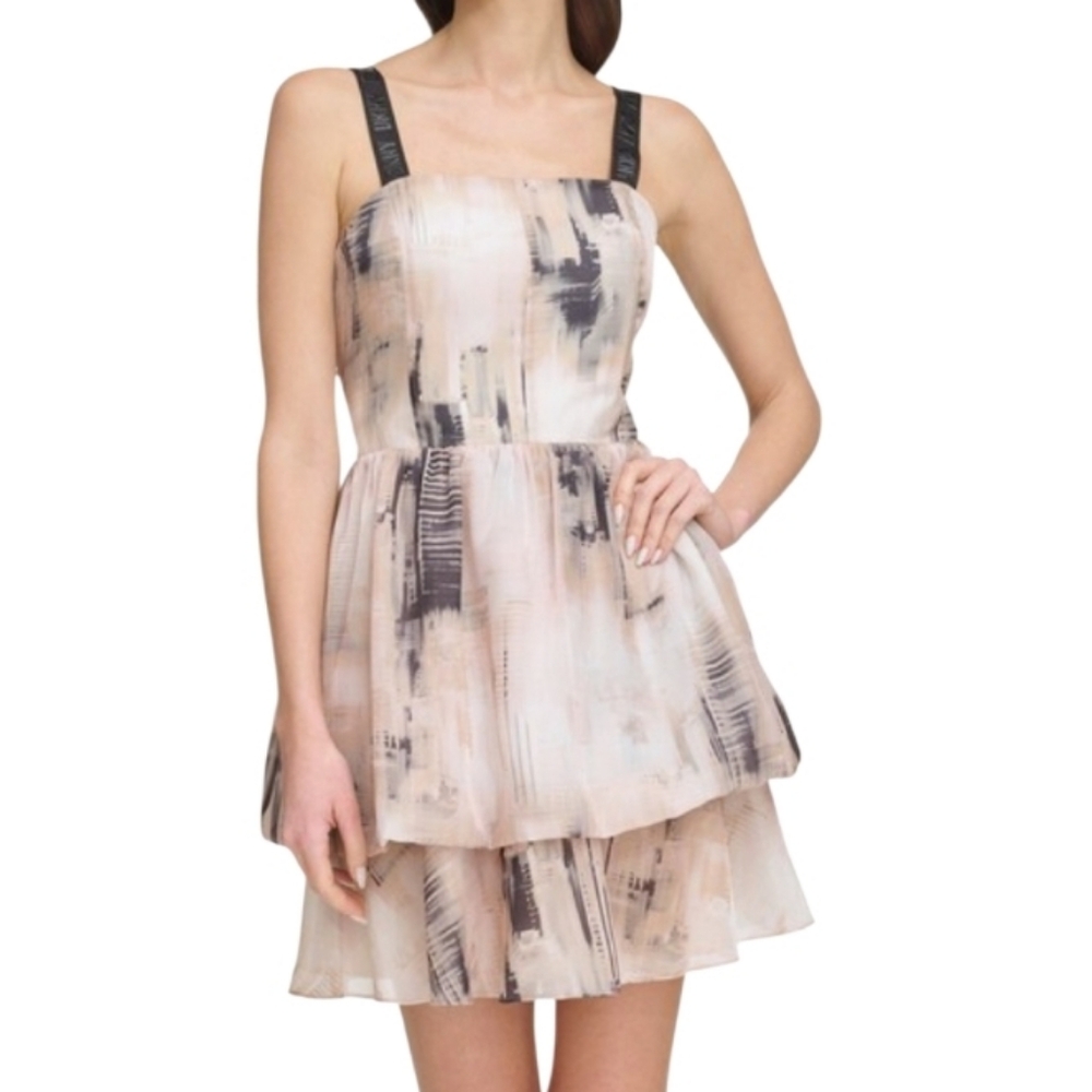 NWT DKNY Abstract Layered Mini Dress - Organza Gorset
